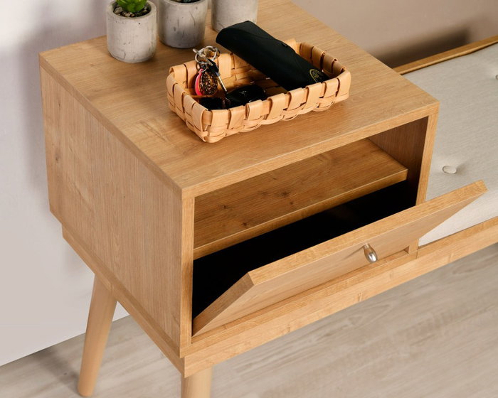 Hanah Home Banco Madera de Carpe Lino Roble y Crema 105x40x45 cm
